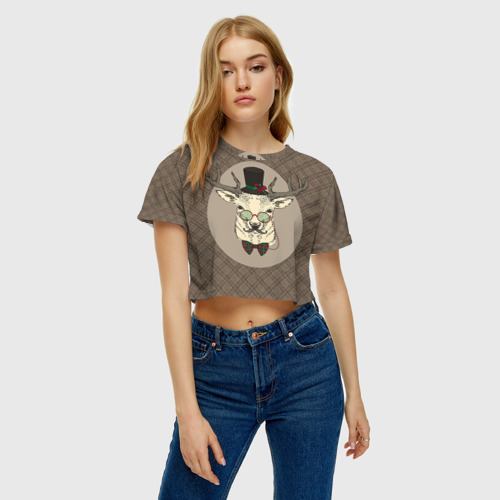 Женская футболка Crop-top 3D Deer, цвет 3D печать - фото 3