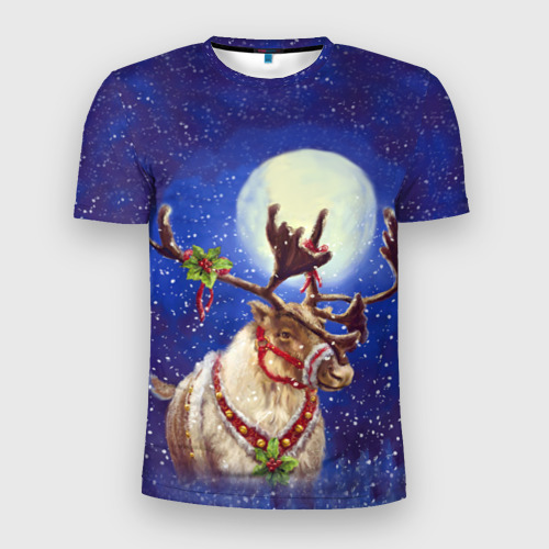 Мужская футболка 3D Slim Christmas deer