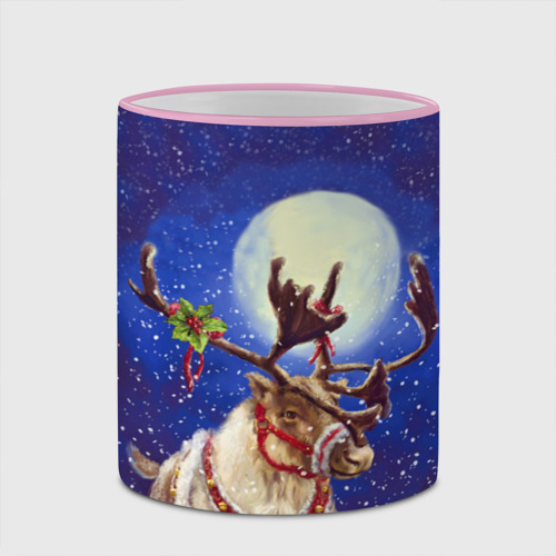 Кружка с полной запечаткой Christmas deer, цвет Кант розовый - фото 4