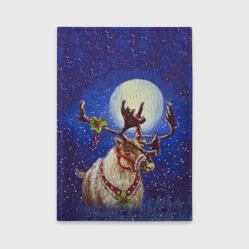 Обложка для автодокументов Christmas deer, цвет голубой