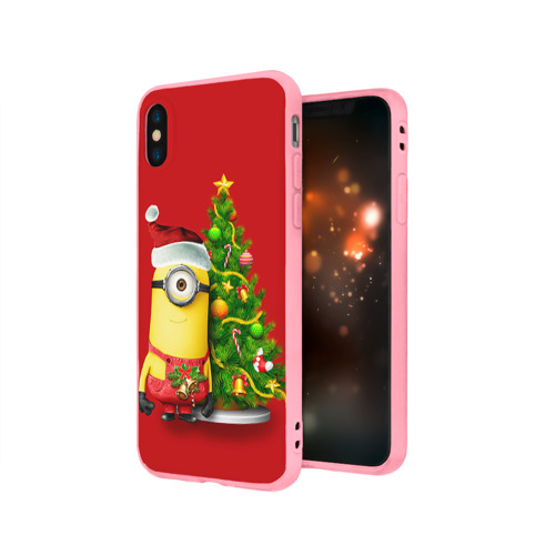 Чехол для Apple iPhone X силиконовый матовый Ёлка и миньон Фото 01 Чехол для Apple iPhone X силиконовый матовый Ёлка и миньон Фото 01