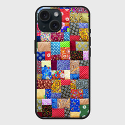 Чехол силиконовый для Apple iPhone 15 матовый Лоскутное шитьё