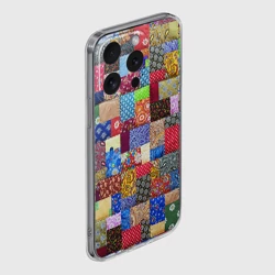 Чехол для iPhone 15 Pro Max силиконовый с защитой камеры Лоскутное шитьё - фото 2