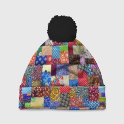 Шапка 3D c помпоном Лоскутное шитьё