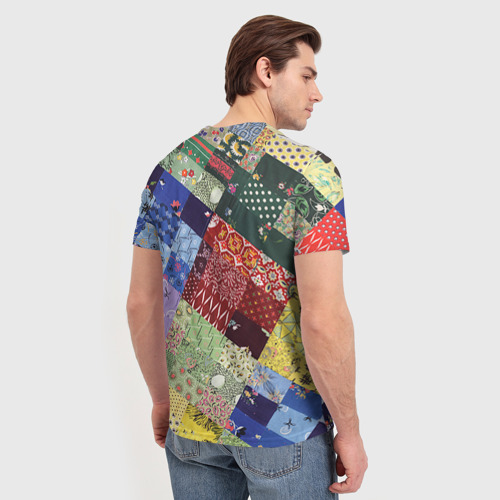 Мужская футболка 3D с принтом Лоскутное шитьё, вид сзади #2