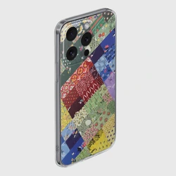 Чехол для iPhone 15 Pro Max силиконовый с защитой камеры Лоскутное шитьё - фото 2