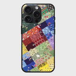 Чехол силиконовый для Apple iPhone 15 Pro матовый Лоскутное шитьё