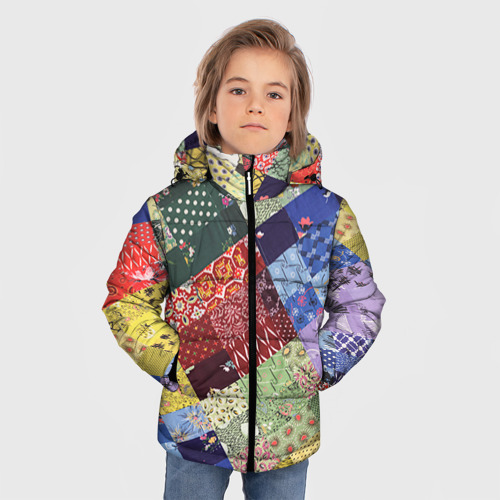 Зимняя куртка для мальчиков 3D Лоскутное шитьё, цвет черный - фото 3