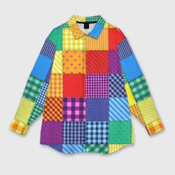Мужская рубашка oversize 3D Лоскутное шитьё