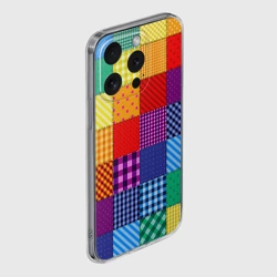 Чехол для iPhone 15 Pro Max силиконовый с защитой камеры Лоскутное шитьё - фото 2