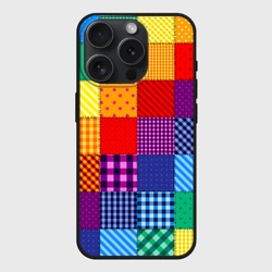 Чехол силиконовый для Apple iPhone 15 Pro матовый Лоскутное шитьё