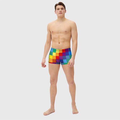 Мужские купальные плавки 3D Лоскутное шитьё, цвет 3D печать - фото 5