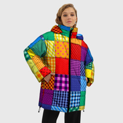 Женская зимняя куртка Oversize Лоскутное шитьё - фото 2