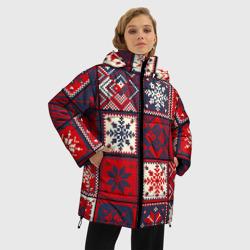 Женская зимняя куртка Oversize Лоскутное шитьё - фото 2