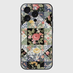 Чехол для iPhone 16 Pro силиконовый с защитой камеры Лоскутное шитьё