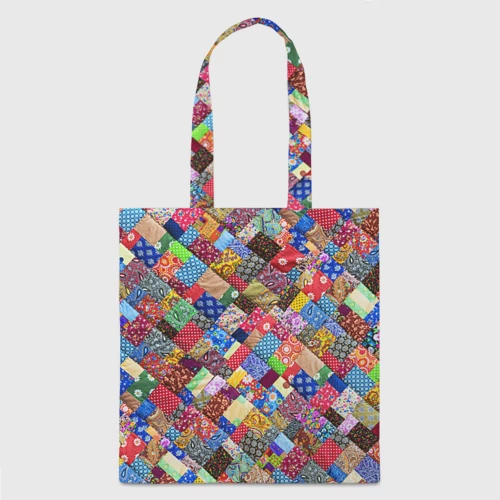 Шоппер 3D с принтом Лоскутное шитьё, вид сзади #1