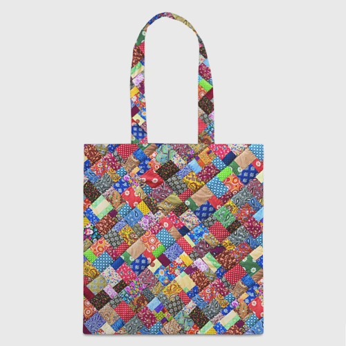 Шоппер 3D с принтом Лоскутное шитьё, вид спереди #2