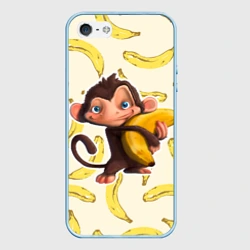 Чехол для iPhone 5/5S матовый Обезьяна с бананом