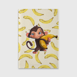 Обложка для паспорта матовая кожа Обезьяна с бананом