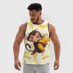 Мужская спортивная майка 3D Обезьяна с бананом - фото 2