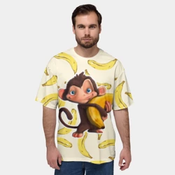 Мужская футболка oversize 3D Обезьяна с бананом - фото 2