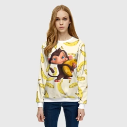 Женский свитшот 3D Обезьяна с бананом - фото 2