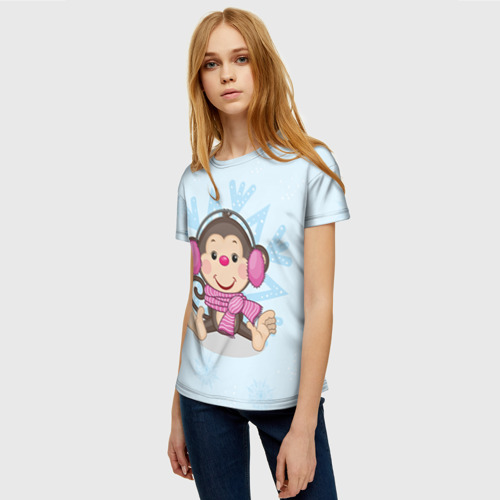 Женская футболка 3D Обезьянка, цвет 3D печать - фото 3