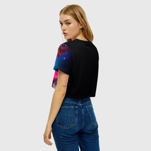 Женская футболка Crop-top 3D Обезьяна в космосе, цвет 3D печать - фото 5