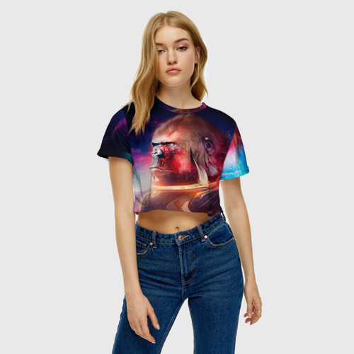 Женская футболка Crop-top 3D Обезьяна в космосе - фото 3