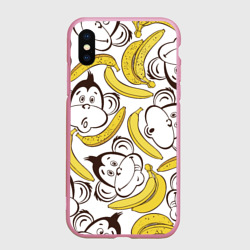 Чехол для iPhone XS Max матовый Обезьянки и бананы