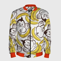 Мужской бомбер 3D Обезьянки и бананы