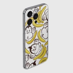 Чехол для iPhone 16 Pro Max силиконовый с защитой камеры Обезьянки и бананы - фото 2
