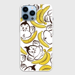 Чехол для iPhone 14 Pro Max Обезьянки и бананы