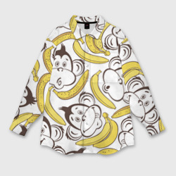 Мужская рубашка oversize 3D Обезьянки и бананы