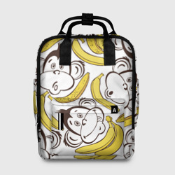 Женский рюкзак 3D Обезьянки и бананы