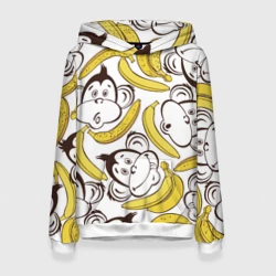 Женская толстовка 3D Обезьянки и бананы