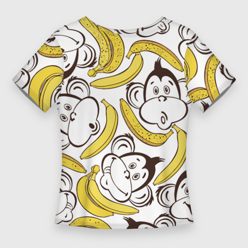 Женская футболка 3D Slim Обезьянки и бананы, цвет 3D печать - фото 2