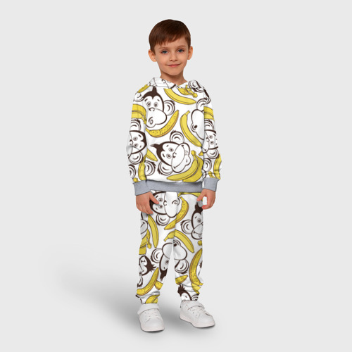 Детский костюм с толстовкой 3D Обезьянки и бананы, цвет меланж - фото 3