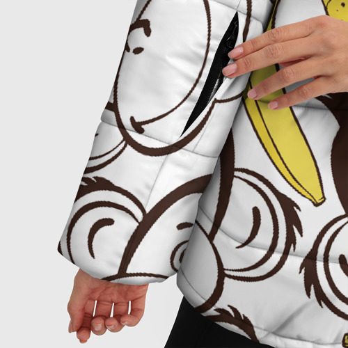 Женская зимняя куртка Oversize Обезьянки и бананы, цвет красный - фото 6