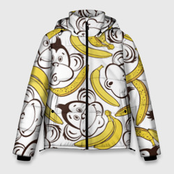 Мужская зимняя куртка 3D Обезьянки и бананы