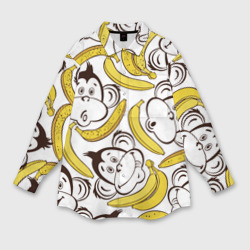 Мужская рубашка oversize 3D Обезьянки и бананы