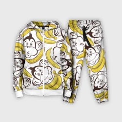 Детский костюм 3D Обезьянки и бананы