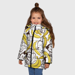 Зимняя куртка для девочек 3D Обезьянки и бананы - фото 2