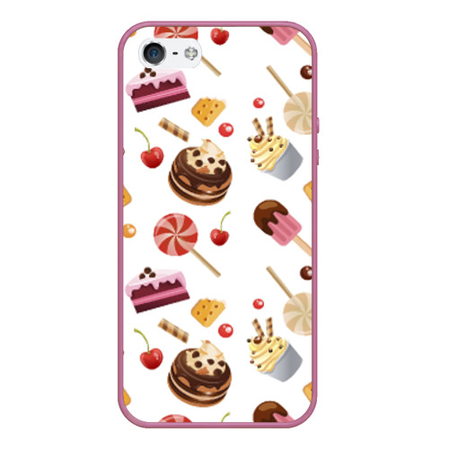 Чехол для iPhone 5/5S матовый Sweet time, цвет розовый