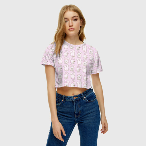 Женская футболка Crop-top 3D Зайка, цвет 3D печать - фото 3