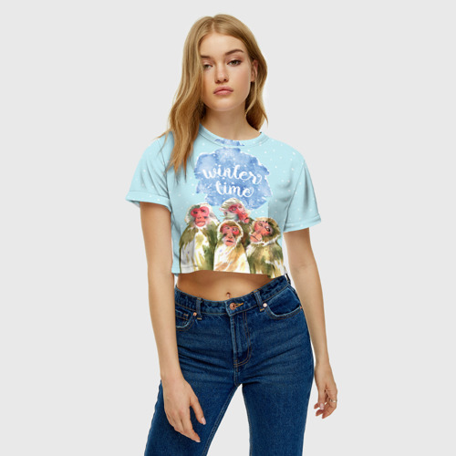 Женская футболка Crop-top 3D Зимняя пора, цвет 3D печать - фото 3