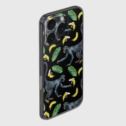 Чехол для iPhone 16 Pro силиконовый с защитой камеры Обезьянки и бананы - фото 2