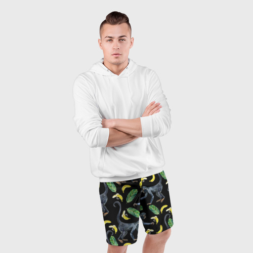 Мужские шорты спортивные Обезьянки и бананы, цвет 3D печать - фото 5