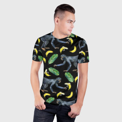 Мужская футболка 3D Slim Обезьянки и бананы - фото 2