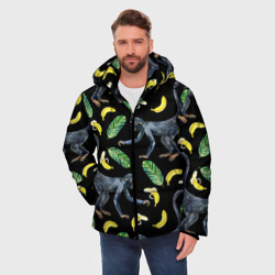Мужская зимняя куртка 3D Обезьянки и бананы - фото 2